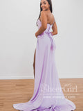 Single Shoulder Mermaid Satin Prom Dress with High Slit ARD2689-SheerGirl
