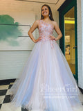 Single Shoulder Ombre Tulle Prom Dress,Lace Appliqued Pageant Dress,ARD2902-SheerGirl