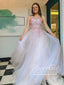 Single Shoulder Ombre Tulle Prom Dress,Lace Appliqued Pageant Dress,ARD2902