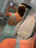 Single Shoulder Sparkly Prom Dresses with Slit Sheath Formal Dress ARD2053B-SheerGirl