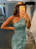 Single Shoulder Sparkly Prom Dresses with Slit Sheath Formal Dress ARD2053B-SheerGirl