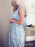 Sky Blue Floral Prom Dresses See Through Embroidery Formal Dress Evening Gowns ARD1335-SheerGirl