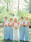 Sky Blue Lace Top Bridesmaid Dreseses Sleeveelss Long Cheap Bridesmaid Dresses ARD1143