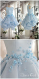 Sky Blue Short Homecoming Dresses Applique Cheap Cute Homecoming Dress ARD1329-SheerGirl