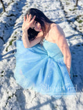 Sky Blue Strapless Sparkly Homecoming Dress Knee Length Short Prom Dress ARD2891-SheerGirl