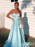 Sky Blue Sweet Heart Neckline Floor Length Formal Dress A Line Simple Prom Dress ARD2535-SheerGirl