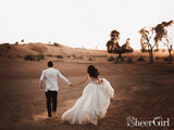 Sleeveless V-neck & Rose Embroidery Full A-Line Wedding Dress AWD1672-SheerGirl