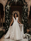 Vestido de novia de corte A completo sin mangas con cuello en V y bordado de rosas AWD1672 