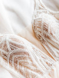 Sleeveless V-neck and Beadings Embroidery Illusion Bodice Full A-Line Wedding Dress AWD1713-SheerGirl