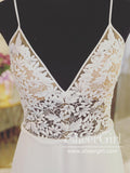 Slim Deep V Back Satin Mermaid Wedding Dress with Unlined Lace Bodice AWD1715-SheerGirl