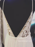 Slim Deep V Back Satin Mermaid Wedding Dress with Unlined Lace Bodice AWD1715-SheerGirl