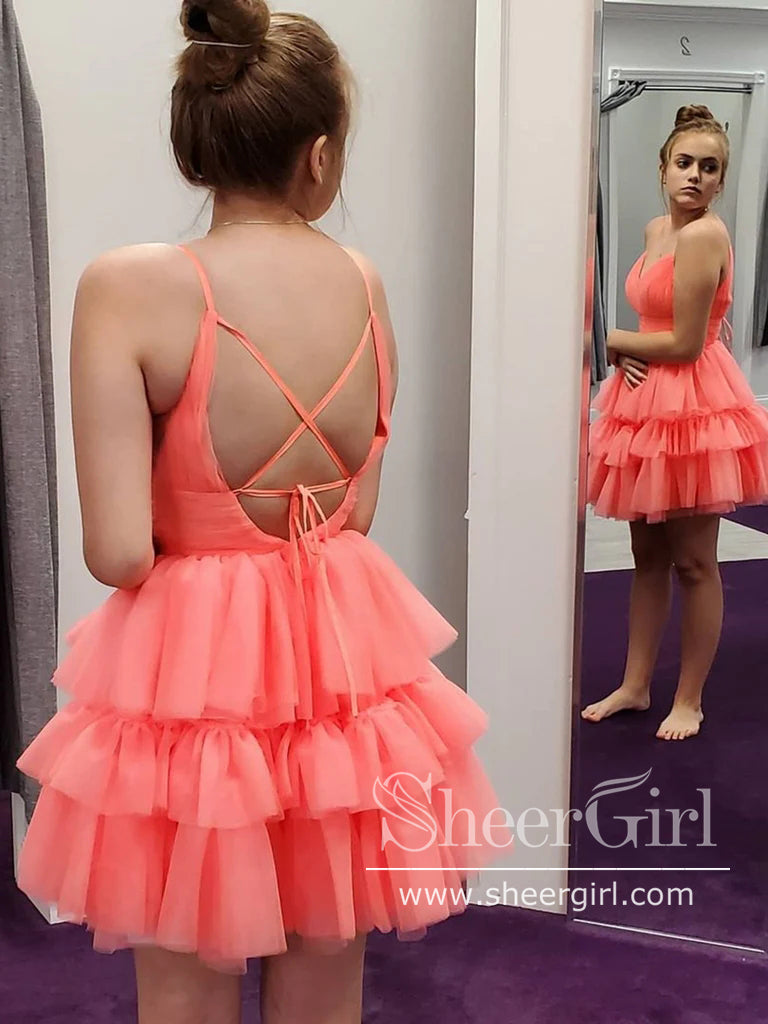 Soft Tulle Short Prom Dress Backless Homecoming Dress ARD2747-SheerGirl