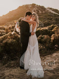 Soft Tulle Stunning Lace Bridal Dress Beach Wedding Dress Floor Length AWD1872-SheerGirl