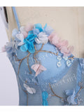 Spaghetti Strap 3D Flower Applique Sky Blue Prom Dresses Ball Gowns ARD1609-SheerGirl