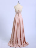 Spaghetti Strap Beaded Prom Dresses Pink Floral Formal Dresses ARD2344-SheerGirl