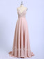 Spaghetti Strap Beaded Prom Dresses Pink Floral Formal Dresses ARD2344