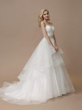 Spaghetti Strap Beaded Wedding Dresses Multilayered Wedding Princess Ballgown AWD1004-SheerGirl