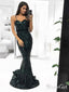 Spaghetti Strap Dark Green Sequin Mermaid Prom Dresses Long ARD1871