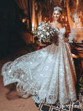 Spaghetti Strap Embroidery Lace Wedding Dresses Ball Gown Bridal Dress AWD1433-SheerGirl