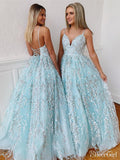 Spaghetti Strap Floral Prom Dresses Neck Beaded Lace Prom Dress ARD1972-SheerGirl