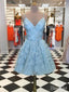 Spaghetti Strap Homecoming Dresses Jacquard V Neck Short Prom Dress ARD1691