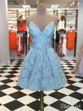 Spaghetti Strap Homecoming Dresses Jacquard V Neck Short Prom Dress ARD1691-SheerGirl