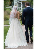 Spaghetti Strap Ivory Chiffon Beach Wedding Dresses Cheap V Neck Wedding Dress AWD1279-SheerGirl