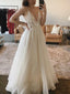 Spaghetti Strap Ivory Chiffon Beach Wedding Dresses Lace Applique Bridal Dress AWD1242