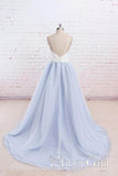 Spaghetti Strap Ivory Top Sky Blue Bottom Skirt Wedding Dress with Florals AWD1696-SheerGirl