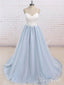 Spaghetti Strap Ivory Top Sky Blue Bottom Skirt Wedding Dress with Florals AWD1696