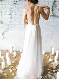 Spaghetti Strap Ivory Wedding Dresses Backless Chiffon Long Bridal Dress AWD1598-SheerGirl