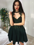 Spaghetti Strap Lace Deep Green Homecoming Dresses with Choker ard1682-SheerGirl