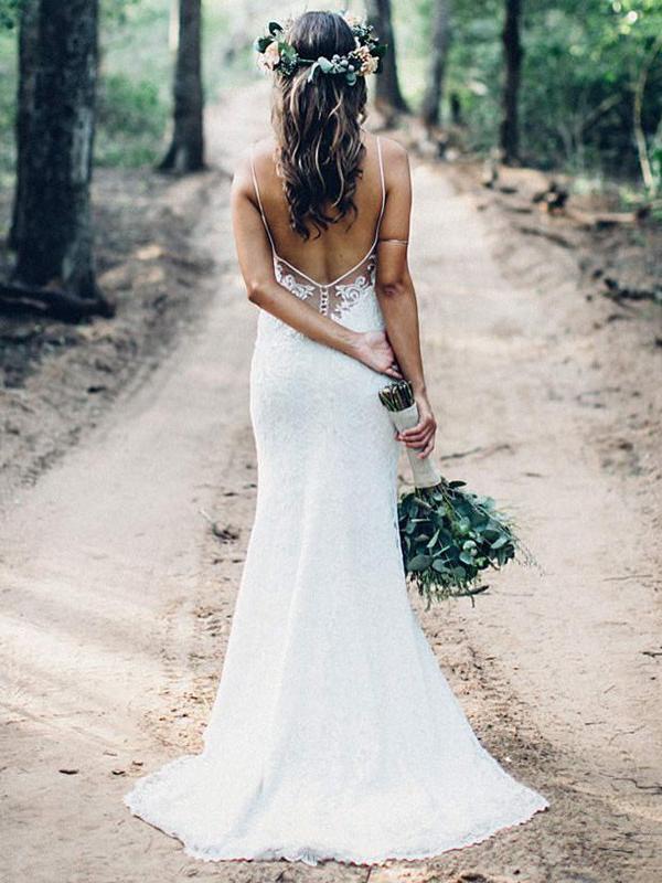 Spaghetti Strap Maternity Lace Wedding Dresses Ivory Mermaid Sheath Wedding Dress AWD1246 Spaghetti Strap Maternity Lace Wedding Dresses Ivory Mermaid Sheath Wedding Dress AWD1246