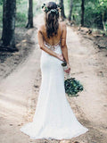 Spaghetti Strap Maternity Lace Wedding Dresses Ivory Mermaid Sheath Wedding Dress AWD1246-SheerGirl