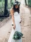 Těhotenské krajkové svatební šaty se špagetovým řemínkem Svatební šaty s pouzdrem ze slonoviny mořská panna AWD1246 