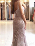 Spaghetti Strap Mermaid Lace Prom Dresses Mauve Pageant Dress ARD2023-SheerGirl