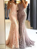 Spaghetti Strap Mermaid Lace Prom Dresses Mauve Pageant Dress ARD2023-SheerGirl