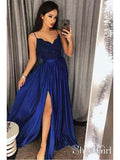 Spaghetti Strap Prom Dresses Long Lace V Neck Maxi High Split Evening Ball Gowns 2018 APD3264-SheerGirl