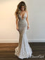 Spaghetti Strap Sexy Deep V Neck Mermaid Lace Prom Dress with Train ARD1855