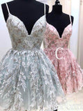 Spaghetti Strap Short Homecoming Dresses Lace Appliqued Quinceanera Dress ARD2408-SheerGirl