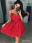 Špagetový pásek Krátké krajkové šaty Homecoming Vintage Red Hoco Dress ARD1600 
