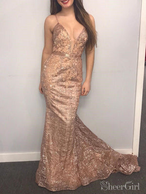 Spaghetti Strap Sparkly Mermaid Prom Dresses Plus Size Pageant Dress ARD1954-SheerGirl