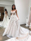Spaghetti Strap Sweetheart Neck Beach Wedding Dresses 3D Appliqued Bridal Dresses AWD1614