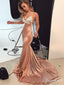 Spaghetti Strap V Neck Lace Satin Mermaid Prom Dress ARD1887