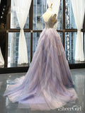 Spaghetti Strap V Neck Ombre Prom Dresses Rhinestones Wedding Dress AWD1339-SheerGirl