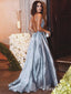 Spaghetti Strap V-neck Beaded Prom Dresses Backless Cheap Prom Dresses APD2690