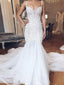 Spaghetti Strap Vintage Mermaid Wedding Dresses Lace Applique Wedding Dress AWD1248