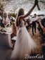 Vestido de novia de tul con encaje de flores en 3D, tirantes finos, corpiño sin forro, dobladillo de crin suave, vestido de novia AWD1702
