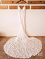 Correas espaguetis Vestidos de novia de encaje de color marfil Cola capilla Vestidos de novia de sirena AWD1629 