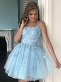 Spaghetti Straps Lace Appliqued Short Prom Dress Mini Homecoming Dress ARD2651-SheerGirl